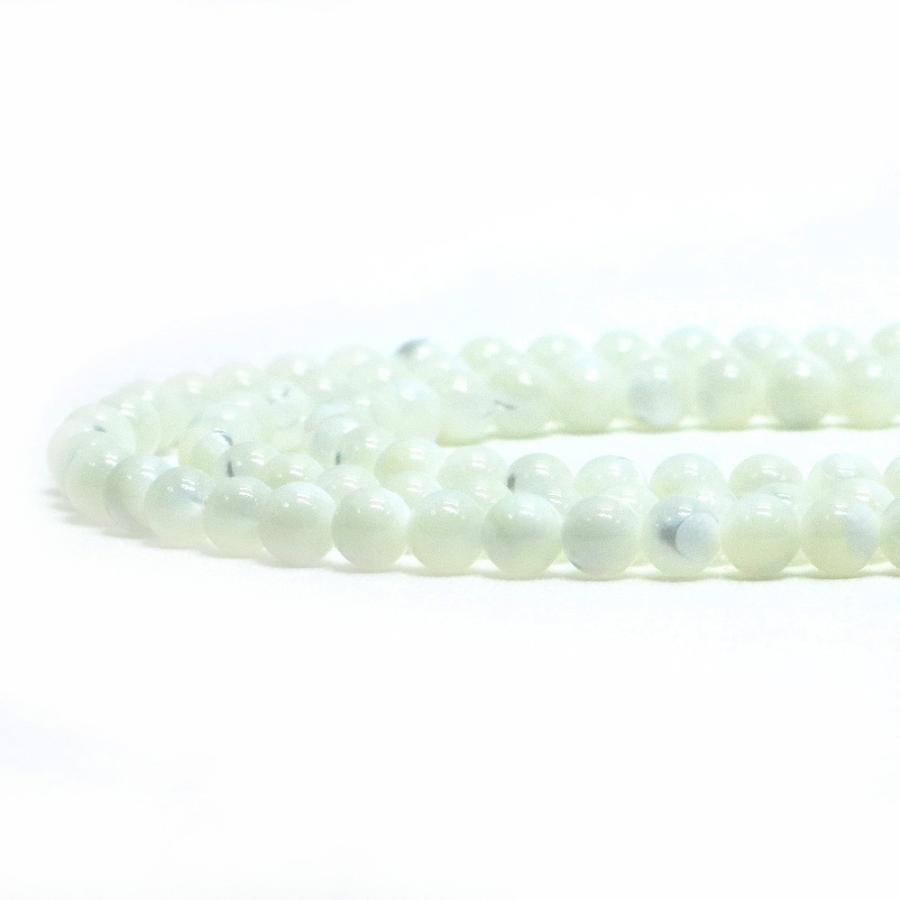 パワーストーン 天然石 シンプルストーンネックレス マザーオブパール（ホワイト）丸玉4mm |  | 09