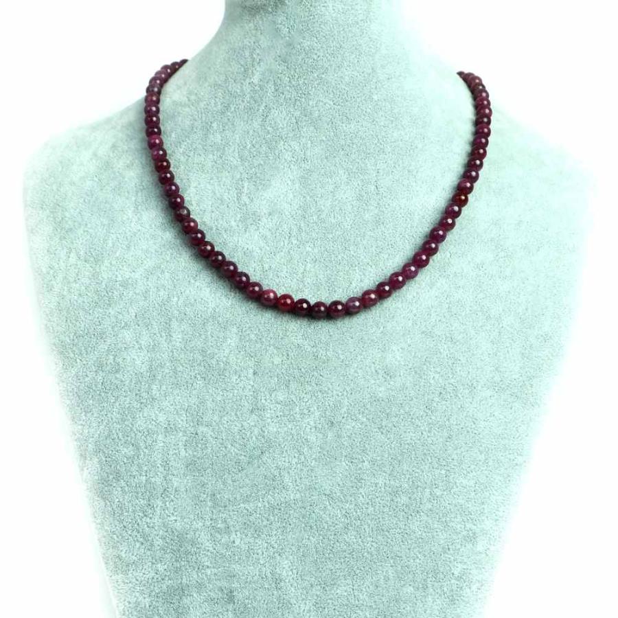 パワーストーン 天然石 シンプル ストーンネックレス ルビー 丸玉 6ｍｍ | 
