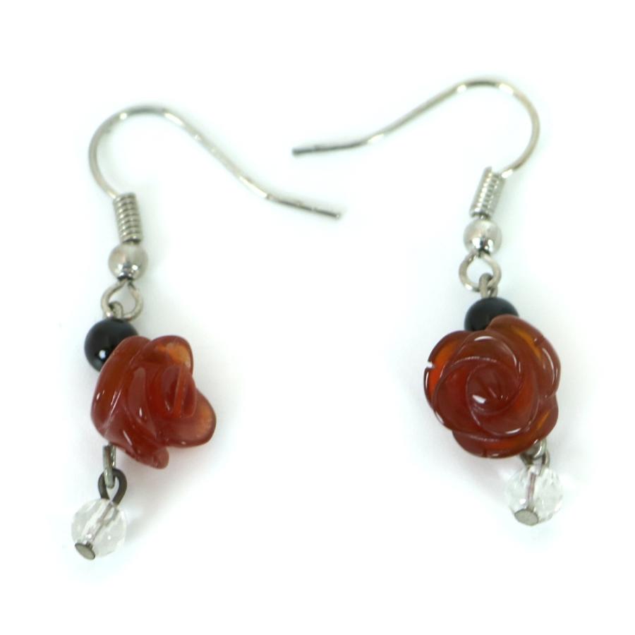 ピアス 天然石 パワーストーン レディース プチローズ レッドアゲート |  | 01