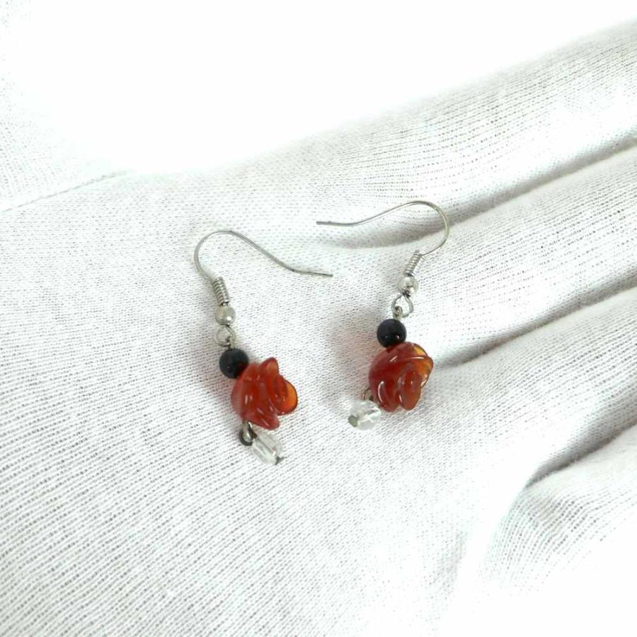 ピアス 天然石 パワーストーン レディース プチローズ レッドアゲート |  | 02