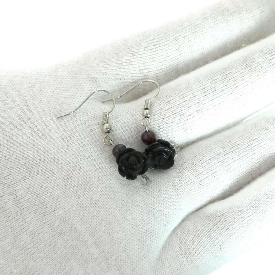 ピアス 天然石 パワーストーン レディース プチローズ オニキス |  | 02