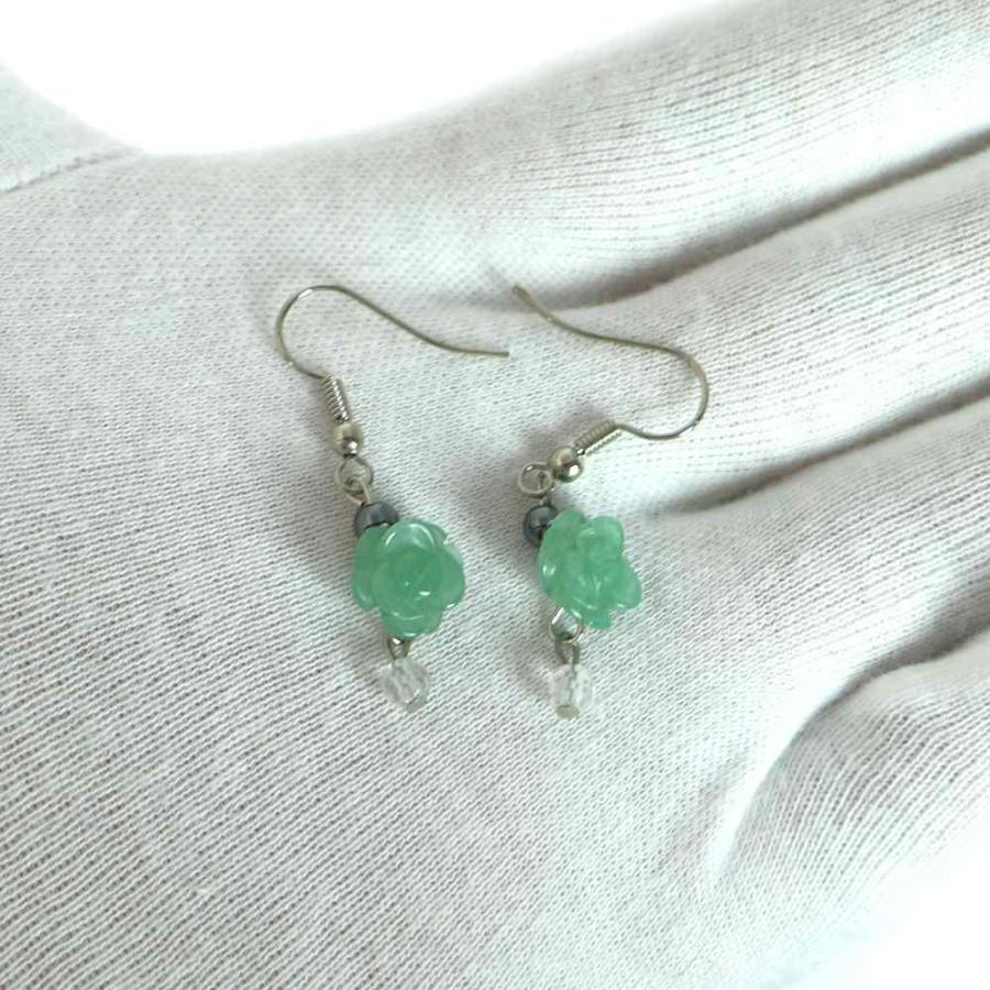 ピアス 天然石 パワーストーン レディース プチローズ アベンチュリン |  | 02