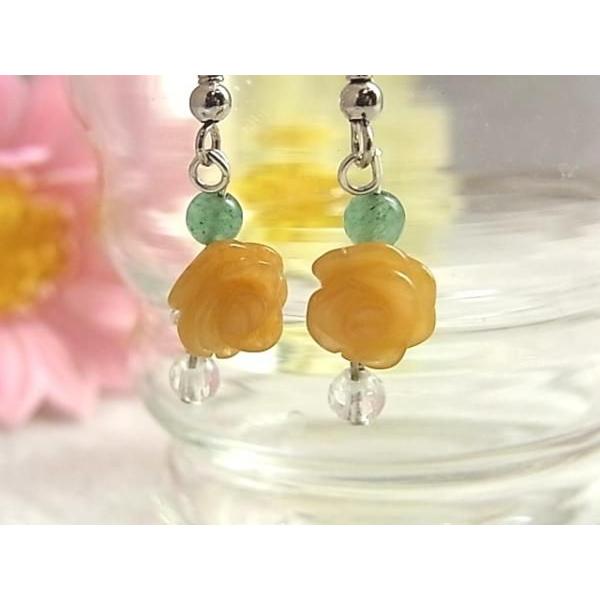 ピアス 天然石 パワーストーン レディース プチローズ アラゴナイト |  | 01