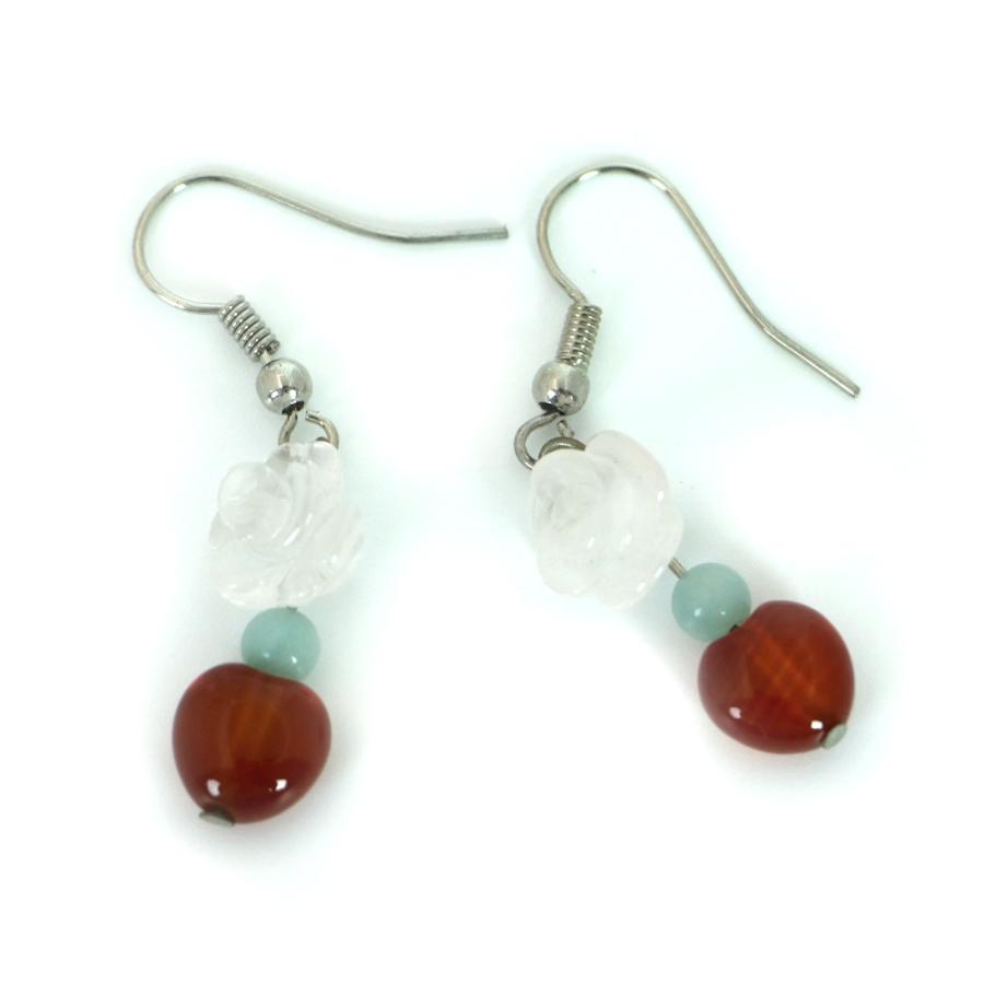 ピアス 天然石 パワーストーン レディース プチローズ ローズクォーツ |  | 01