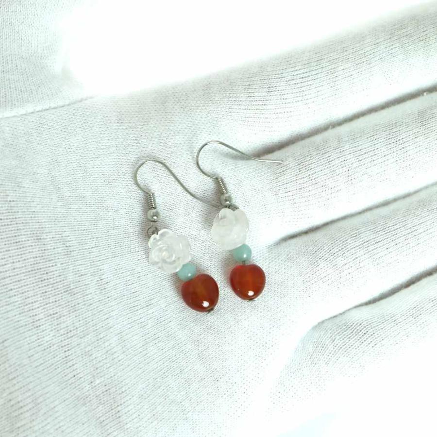 ピアス 天然石 パワーストーン レディース プチローズ ローズクォーツ |  | 02