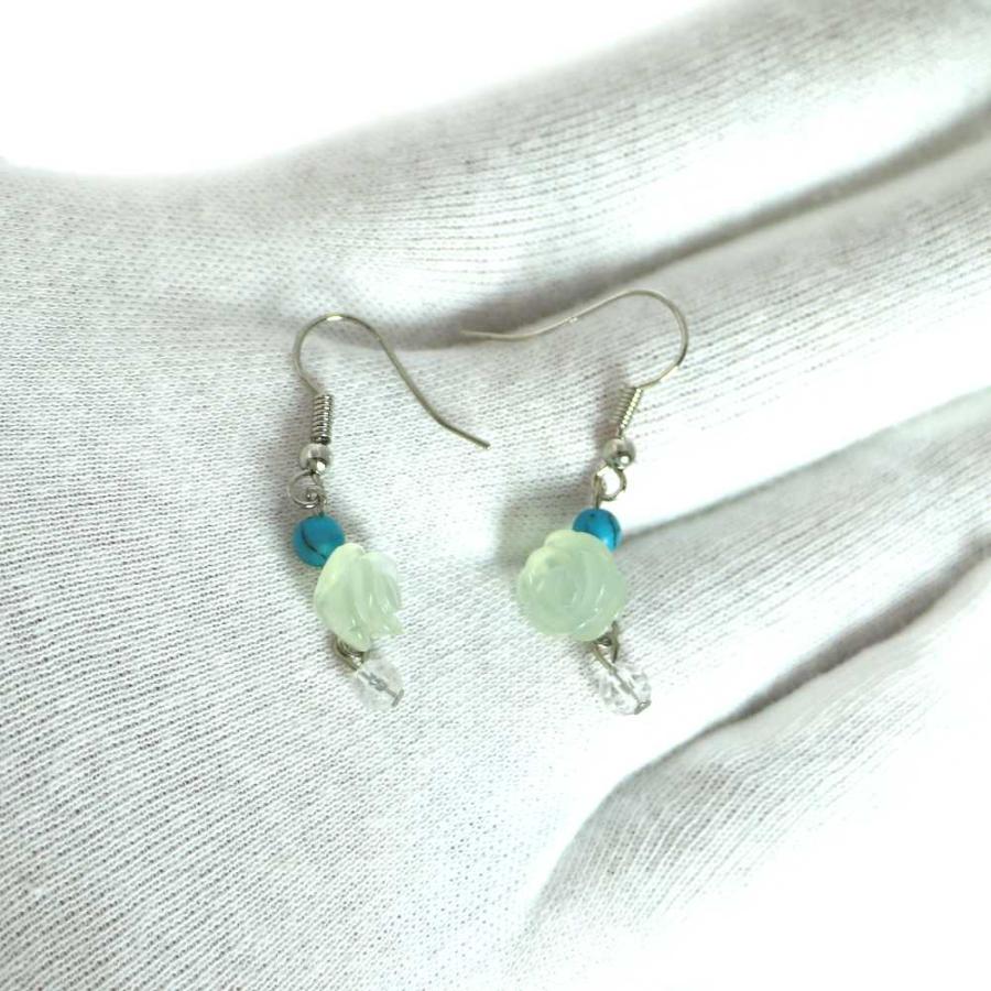 ピアス 天然石 パワーストーン レディース プチローズ プレナイト |  | 02