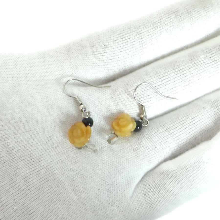 ピアス 天然石 パワーストーン レディース プチローズ アラゴナイト |  | 02