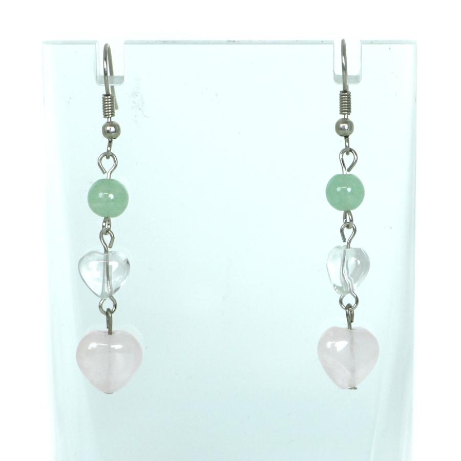 ピアス 天然石 パワーストーン レディース ツインハート ローズクォーツ | 