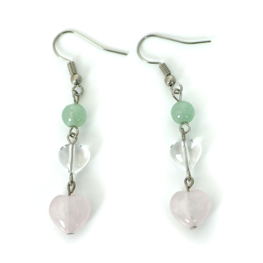 ピアス 天然石 パワーストーン レディース ツインハート ローズクォーツ |  | 01