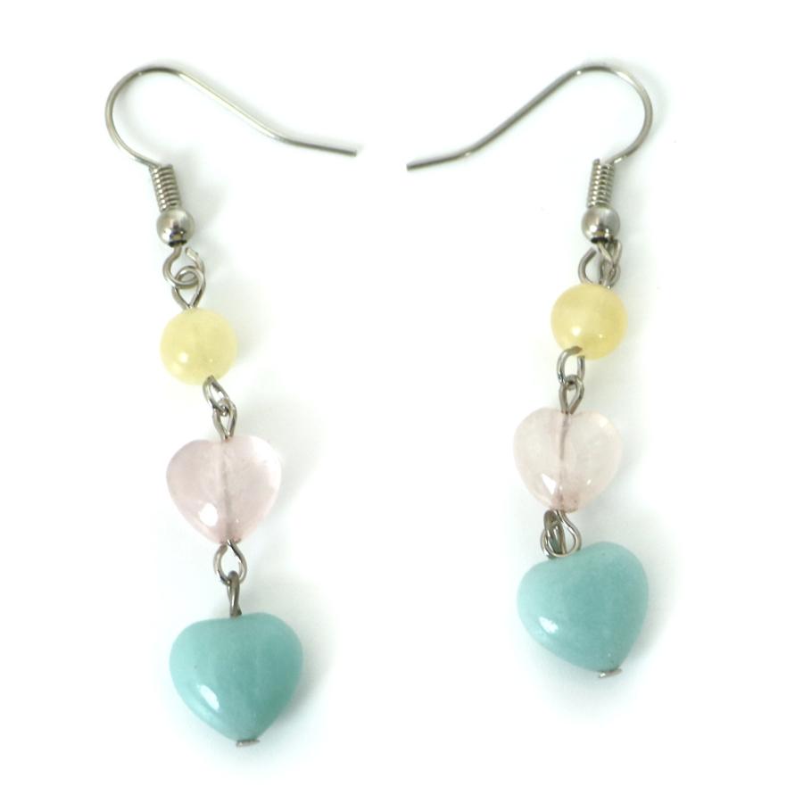 ピアス 天然石 パワーストーン レディース ツインハート アマゾナイト |  | 01