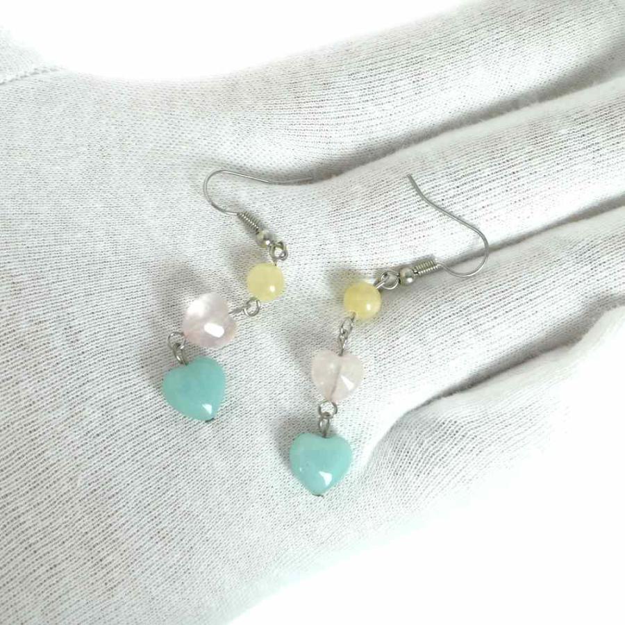 ピアス 天然石 パワーストーン レディース ツインハート アマゾナイト |  | 02