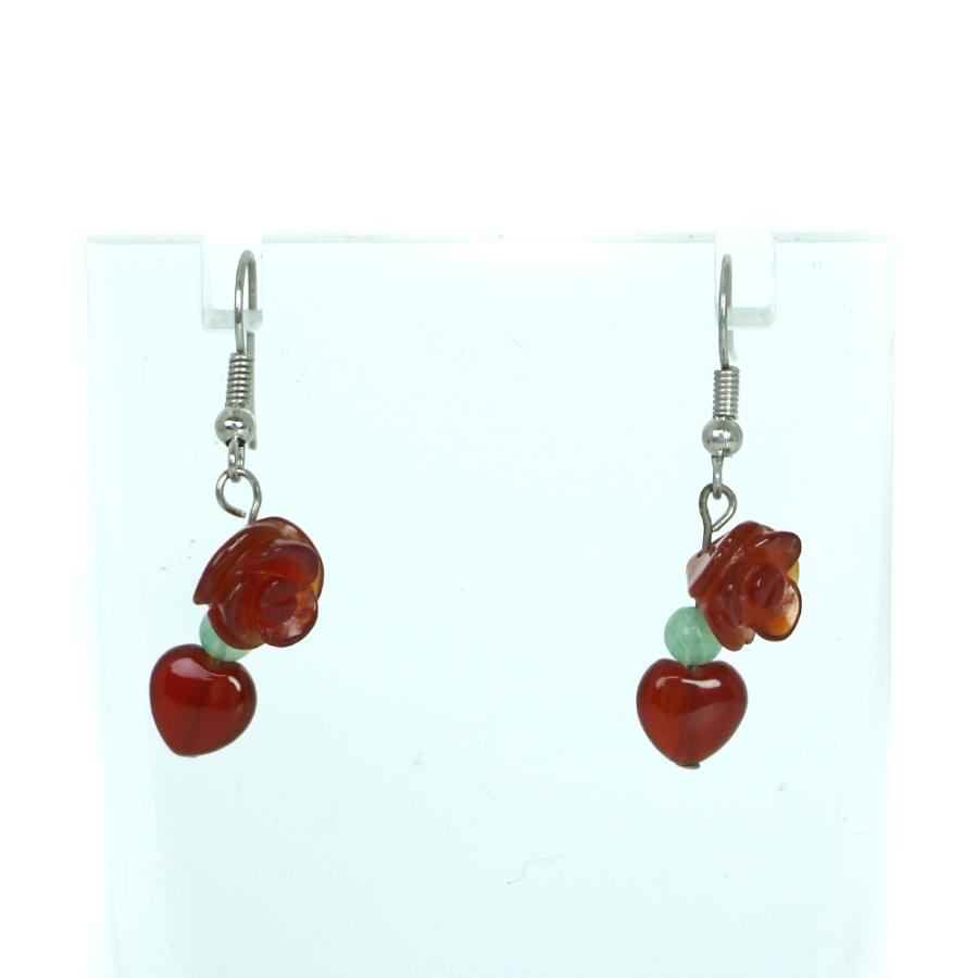 ピアス 天然石 パワーストーン レディース プチローズ レッドアゲート | 