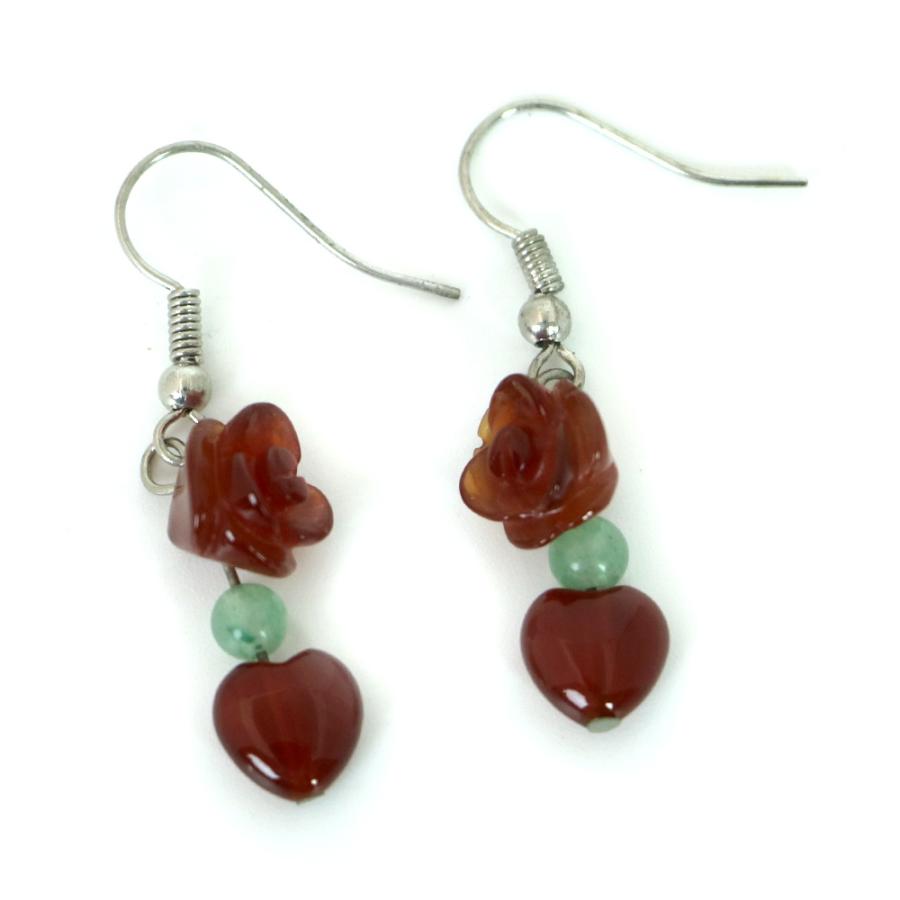 ピアス 天然石 パワーストーン レディース プチローズ レッドアゲート |  | 01