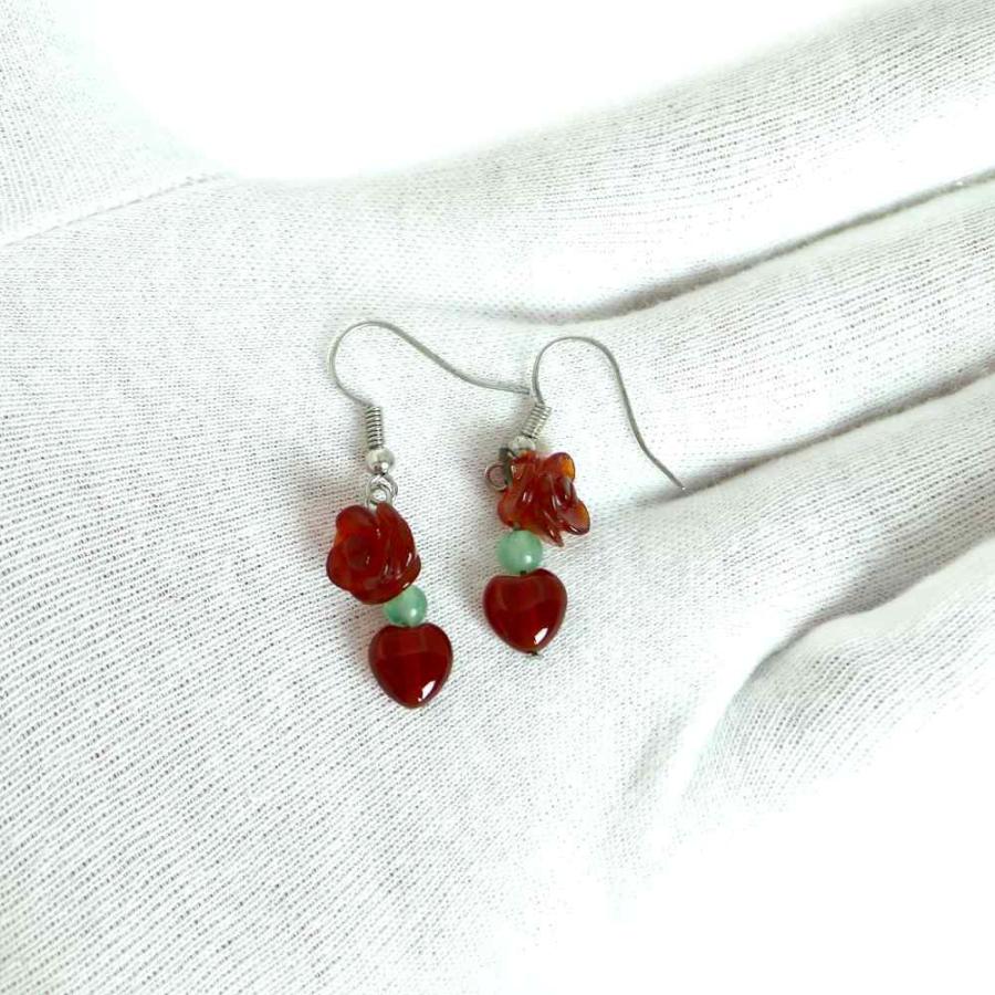 ピアス 天然石 パワーストーン レディース プチローズ レッドアゲート |  | 02