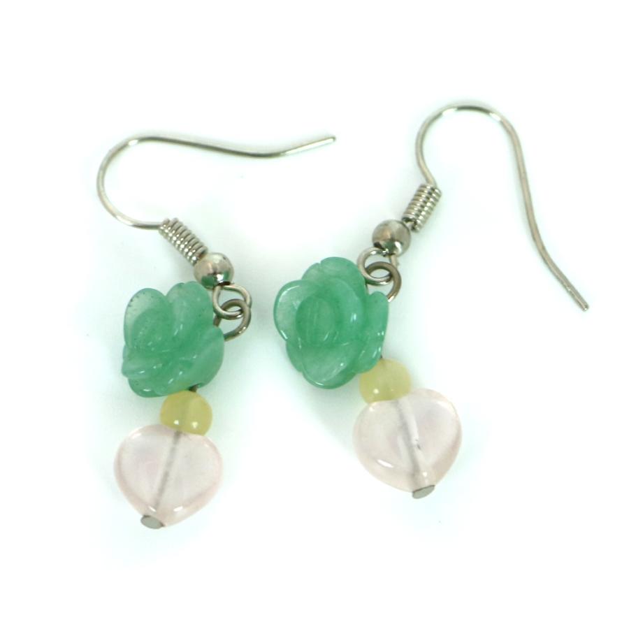 ピアス 天然石 パワーストーン レディース プチローズ アベンチュリン |  | 01