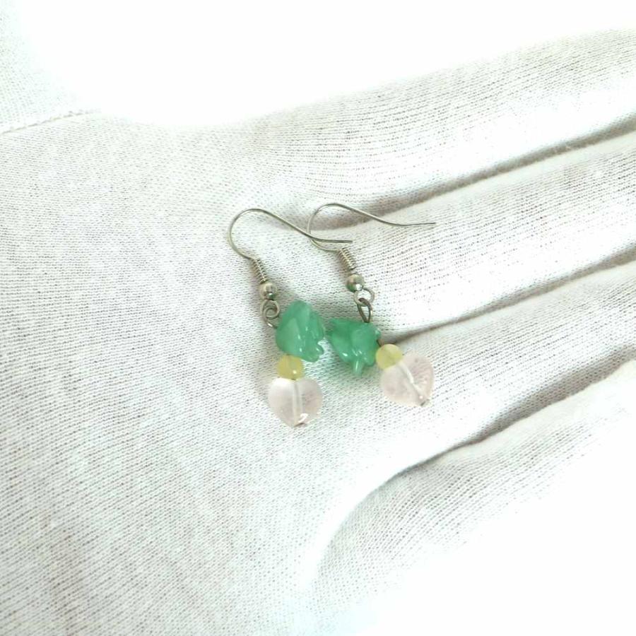 ピアス 天然石 パワーストーン レディース プチローズ アベンチュリン |  | 02