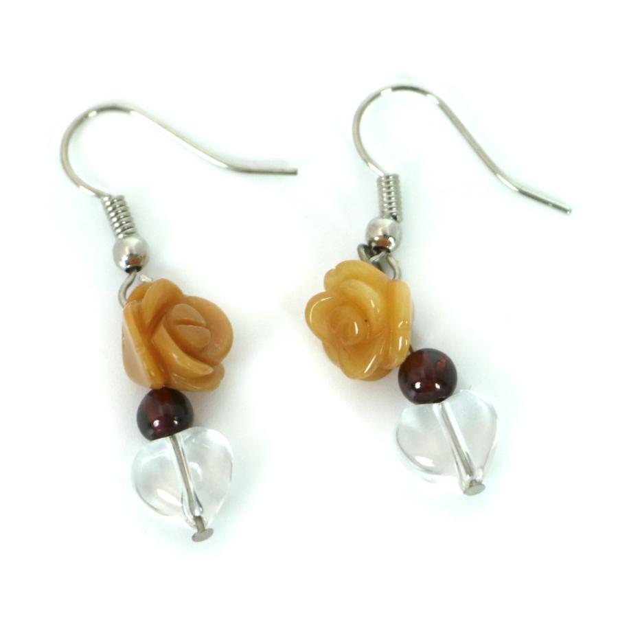 ピアス 天然石 パワーストーン レディース プチローズ アラゴナイト |  | 01