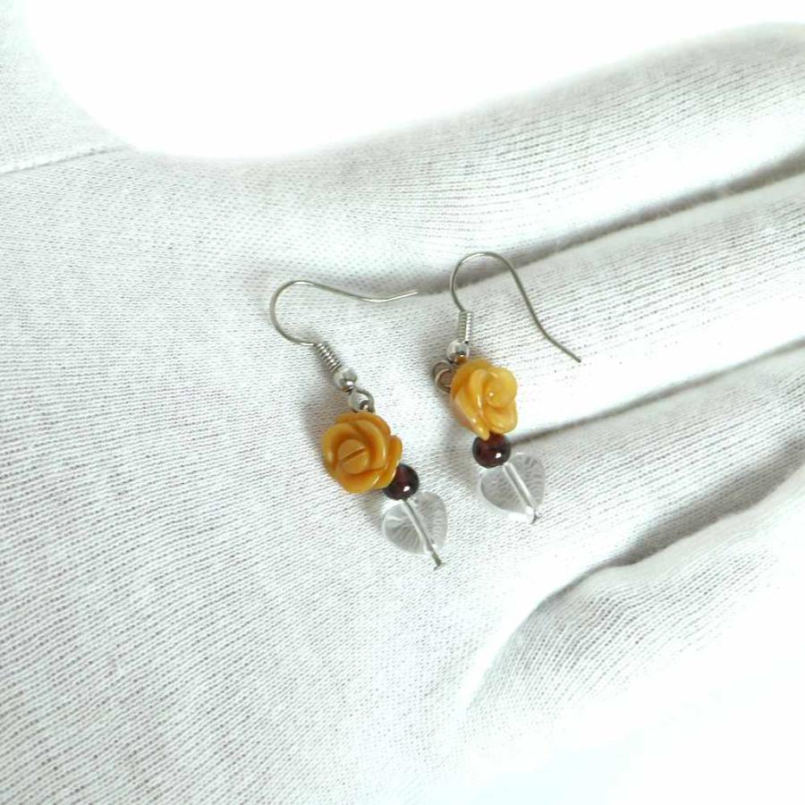 ピアス 天然石 パワーストーン レディース プチローズ アラゴナイト |  | 02