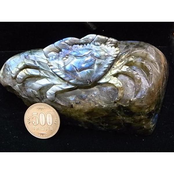 ラブラドライトのカニの彫刻 美術品 天然石 パワーストーン |  | 01