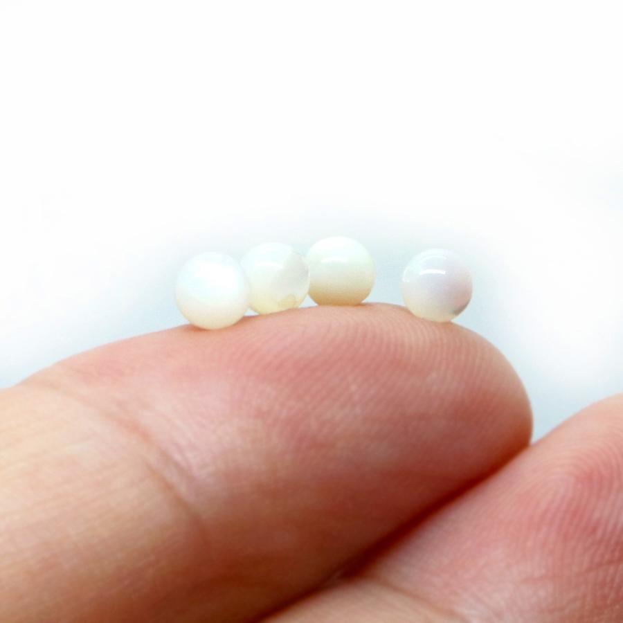 パワーストーン 天然石 ビーズ 1粒売り マザーオブパール（ ホワイト） 丸玉 4mm |  | 01