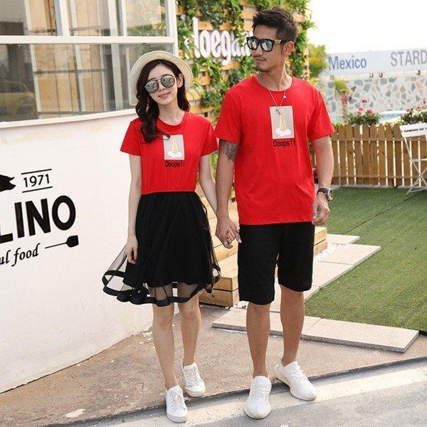 家族服 親子お揃い服 レディース カップル キッズ 上下セット 半袖tシャツ パンツ チュール切替 ワンピース 旅行 経典ブランド