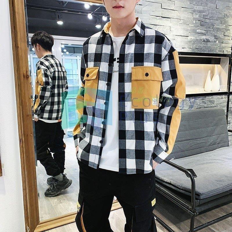 新到着 コーデ ファッション メンズ チェック柄 トレンド 格子柄 個性的 カジュアルシャツ ダンス衣装 ライトアウター 通学 長袖シャツ 胸ポケット 長袖 カラー レッド ブルー Www Gatorheatandair Com