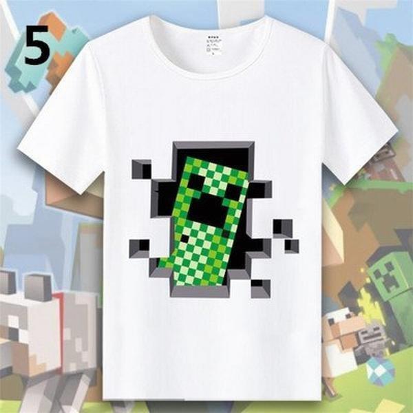 Minecraft マインクラフト キャラクター 子供の日 誕生日 カコイイ 柔らかい 可愛い プリント ｔシャツ 子供 仮装 日常服 マイクラゲームキャラクターグッズ Zac5jgyc7o Economic Az