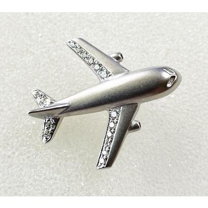 K18ピンブローチ K18 WG 飛行機 タイニーピン （スタッドピン ラペルピン ピン