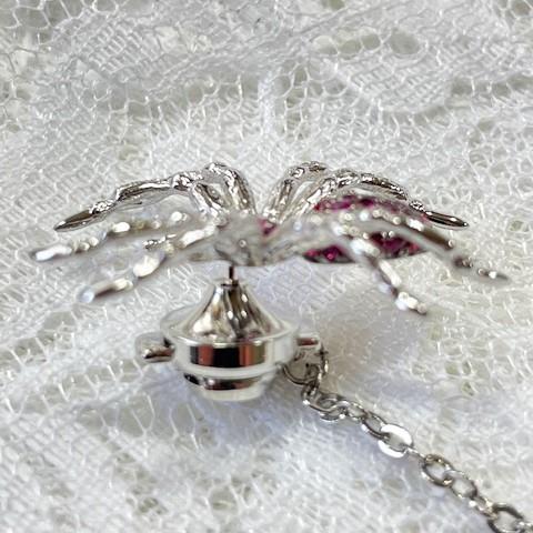 K18WG　ルビー　クモ　タイニーピン　ルビー　43石　0.63ct　ダイヤ　22石　0.06ct　Tiny Pin　ブローチ　ラペルピン　タックピン　蜘蛛の画像