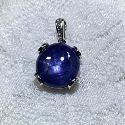 Pt 900　スターサファイア　ペンダント スターサファイア（中石ソーティング付き）　13.67ct Dia 0.34ct_2