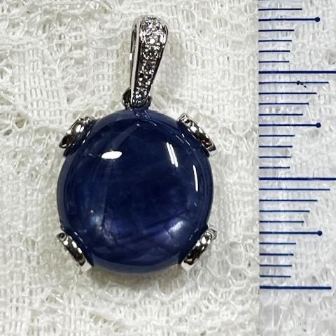 Pt 900　スターサファイア　ペンダント スターサファイア（中石ソーティング付き）　13.67ct Dia 0.34ct_3