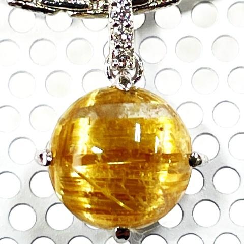 ルチルクォーツキャツアイ　ペンダント　Pt900　8ｍｍ 2.42ct ダイア　0.02ct※チェーンは付いておりません※の画像
