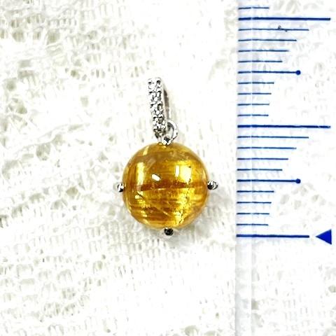 ルチルクォーツキャツアイ　ペンダント　Pt900　8ｍｍ 2.42ct ダイア　0.02ct※チェーンは付いておりません※の画像