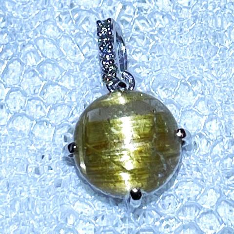 ルチルクォーツキャツアイ　ペンダント　Pt900　8ｍｍ 2.42ct ダイア　0.02ct※チェーンは付いておりません※の画像