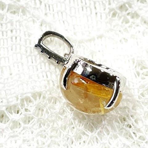 ルチルクォーツキャツアイ　ペンダント　Pt900　8ｍｍ 2.42ct ダイア　0.02ct※チェーンは付いておりません※の画像