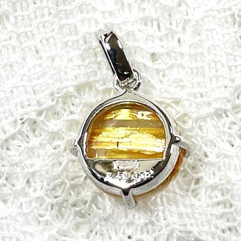 ルチルクォーツキャツアイ　ペンダント　Pt900　8ｍｍ 2.42ct ダイア　0.02ct※チェーンは付いておりません※の画像