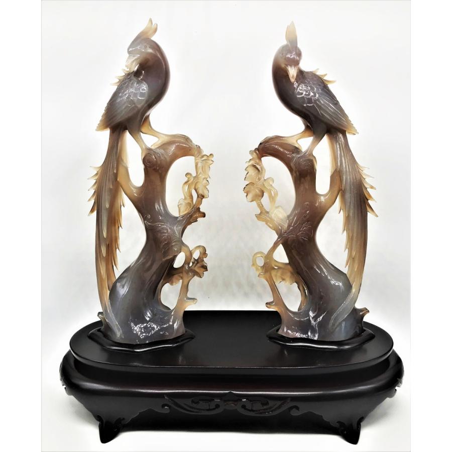 開運】縁起 彫刻 癒し 親子鶏 甲州水晶貴石細工 インテリア 置物 甲州