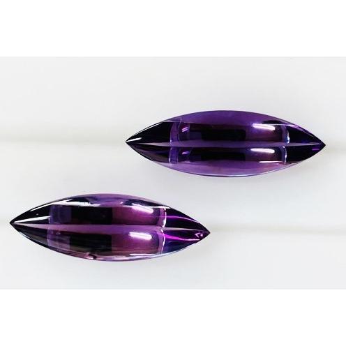 アメジスト　マーキス　バフトップ　ペア　2個合計　12.55ct　ルースの画像