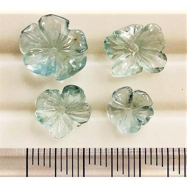 アクアマリン 花カービング 4個セット 7.78ct ルース : gem