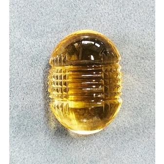 シトリン　大粒カボションカット　カービング37.81ct　ルースの画像