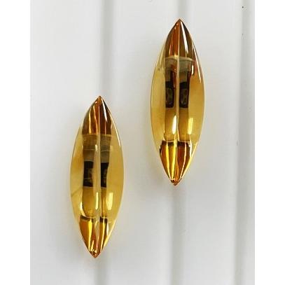 シトリン　バフトップ　マーキスカット　2個合計　9.44ct　ペア　ルースの画像