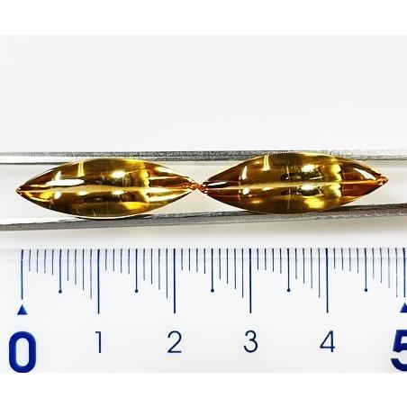 シトリン　バフトップ　マーキスカット　2個合計　9.44ct　ペア　ルースの画像