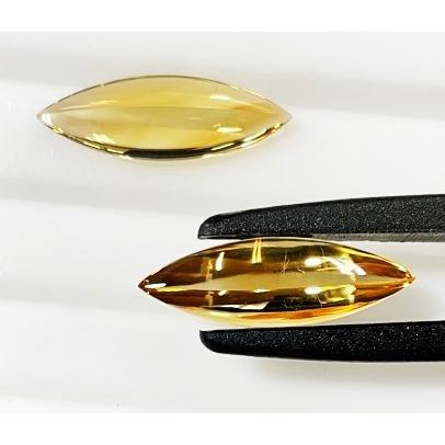 シトリン　バフトップ　マーキスカット　2個合計　9.44ct　ペア　ルースの画像
