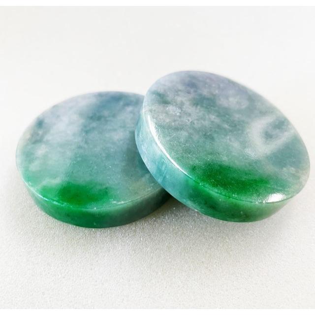 ヒスイ 円板状 2個セット 2個合計 714.50ct （142.89g） 翡翠 : gem