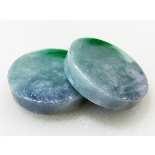 ヒスイ 円板状 2個セット 2個合計 714.50ct （142.89g） 翡翠