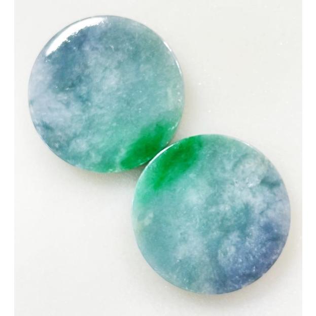 ヒスイ 円板状 2個セット 2個合計 714.50ct （142.89g） 翡翠