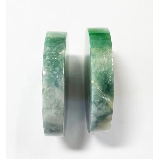 【天然ひすい板2枚】 ヒスイ 円板状 2個セット 2個合計 714.50ct （142.89g） 翡翠 : gem