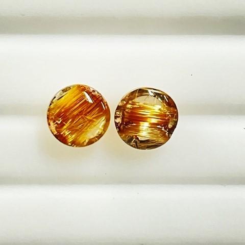 ルチルクォーツ　キャッツアイ　ペア　5.46ctの画像