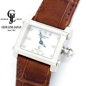 シャリオール 時計 レディース アクター K18WG無垢×クロコレザー ダイヤモンド ホワイトシェル文字盤 クォーツ式