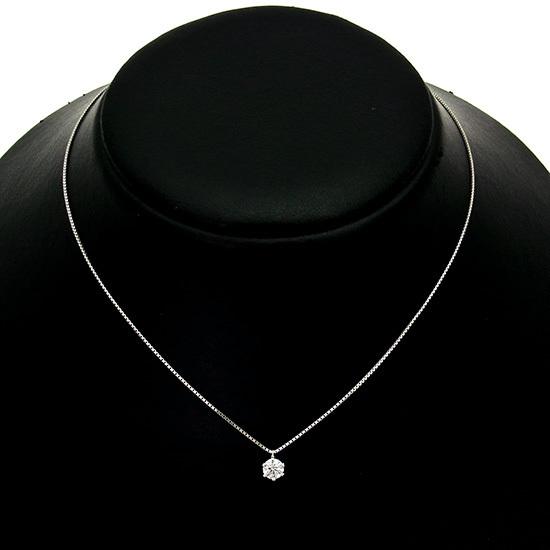 Pt850 プラチナ 0.43ct 一粒 ダイヤ ネックレス立爪